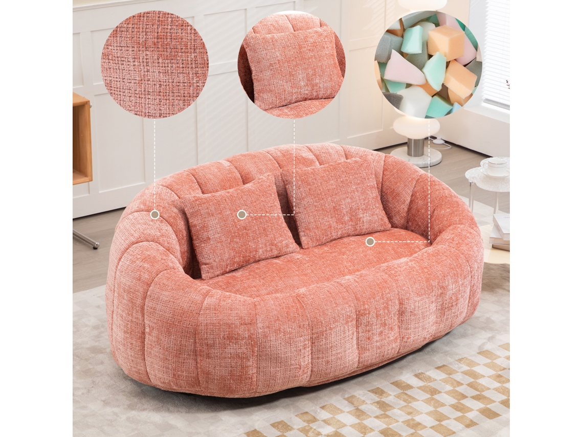 Pufe Rosa Chenille, Encosto Alto, Adulto/criança.-ty