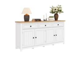 Aparador 160x35x76 Cm Moderno E Minimalista, Amplo Espaço De Armazenamento Branco Mobrio