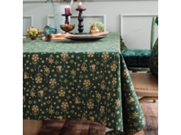 Toalha De Mesa De Linho E Algodão Para Festa De Natal, Estilo Japonês, Verde, Bronze, Sino De Vento, Retangular, Decoração Para Casa, Verde