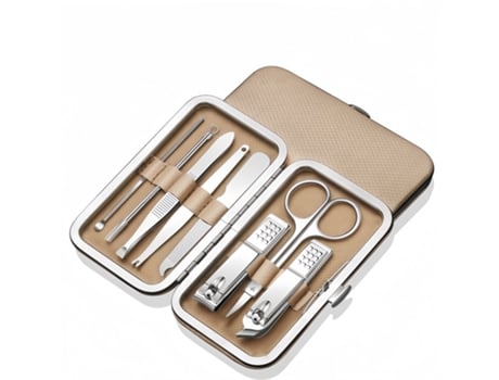 Kit de manicure profissional Baykar Qt02 Gold com 8 peças e cortador de unhas
