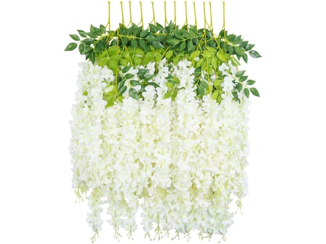 12pcs Guirnalda De Wisteria Artificial 3.6ft Flor De Seda Para Decoración De Boda Hogar Jardín (blanco)