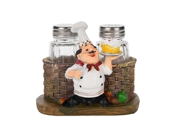 Ornamento de Chef com Porta Sal e Pimenta em Resina | S/MARCA