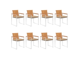 Vidaxl Cadeiras De Jardim 8 Pcs C/ Almofadões Madeira De Acácia Maciça