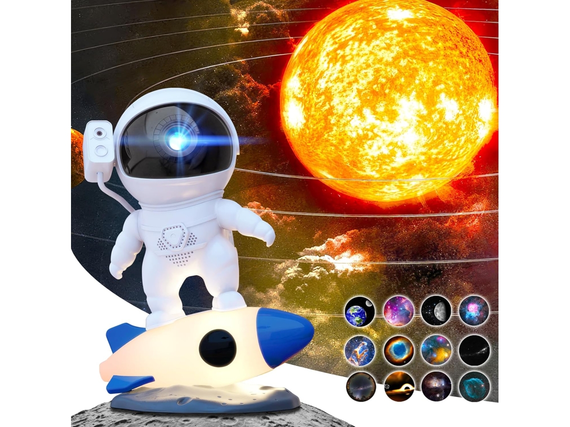 Projetor Astronauta de Céu Estrelado com Brilho Ajustável para Infantil, Presente AQUAFORGE