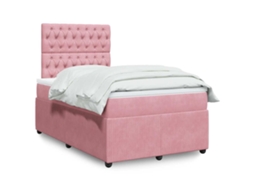 Vidaxl Cama Boxspring Com Colchão 120x200 Cm Veludo Rosa