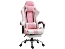 Cadeira Gaming Ergonômica, Massagem Encosto Cabeça, Balanço, Rosa