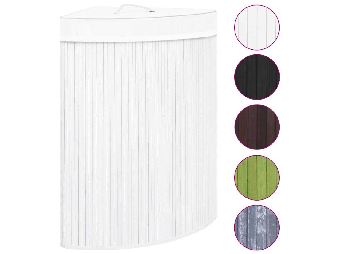Vidaxl Cesto De Canto Para Roupa Suja 60 L Bambu Branco