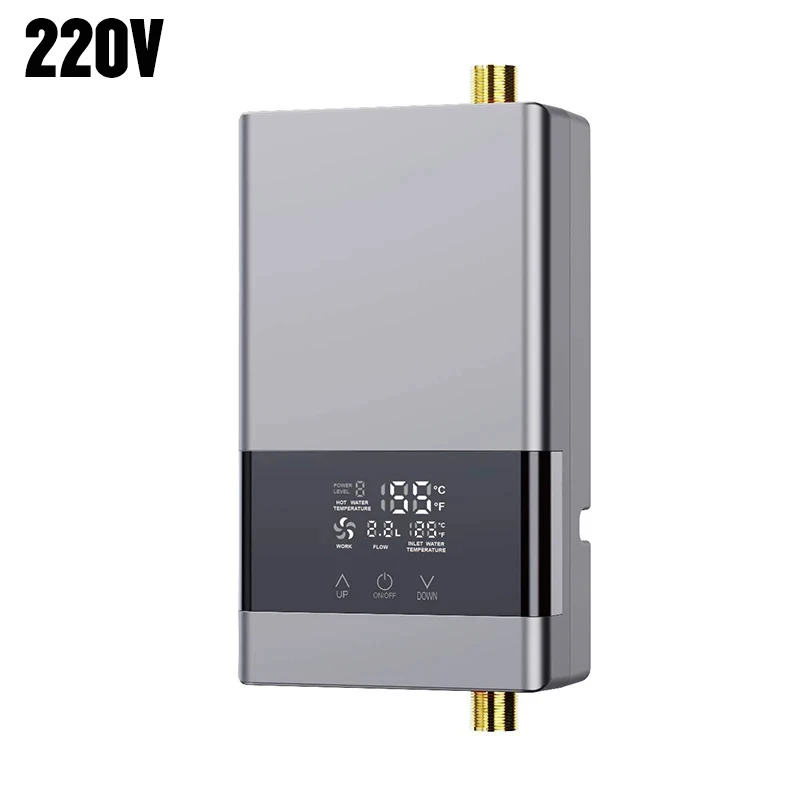 Aquecedor De Água Elétrico De Parede (220v-6000w, Cor Prata) Com Visor Lcd De Temperatura E Controle Remoto.