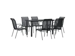 Maison Exclusive - 7 Pcs Conjunto De Jantar Para Jardim Aço E Textilene Preto