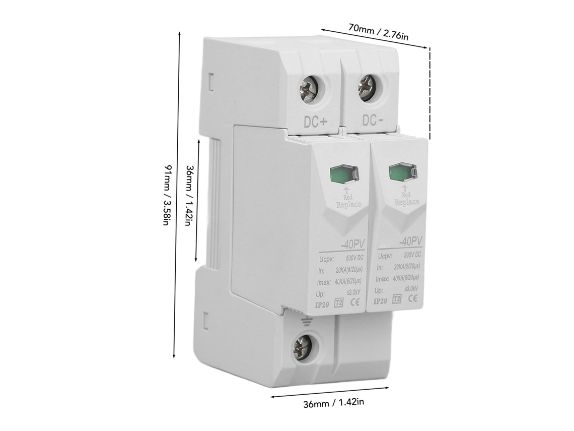 Dispositivo De Proteção Contra Surtos Pv 2p Cc 500v 40ka Para Rail Din 35mm Chlt‑40pv