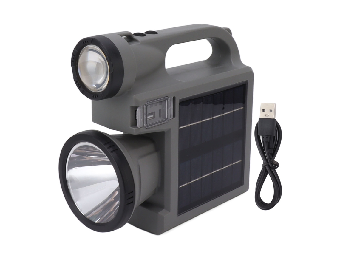Lanterna Solar Portátil com Led e Painel Solar Duplo para Emergências Ao Ar Livre, Camping e Caça. CHABERLU