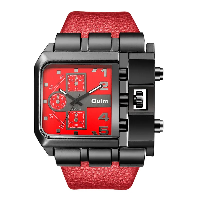 Relógio de Pulso MDUG casual, quadrado, pulseira larga (vermelho)
