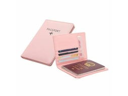 Porta-passaporte Em Couro Pu, Rosa