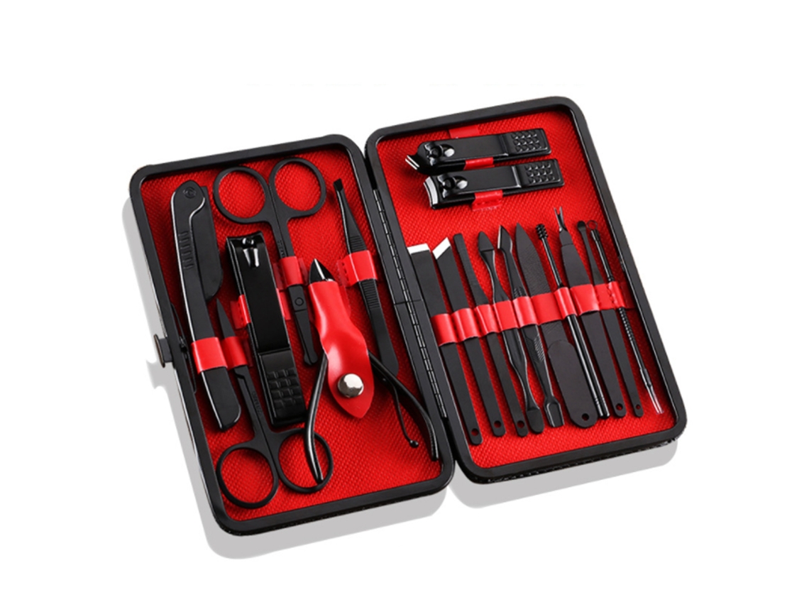 2026altiro-18pcs Conjunto De Tijeras De Uñas De Acero Inoxidable Negro Portátiles De Alta Resistencia