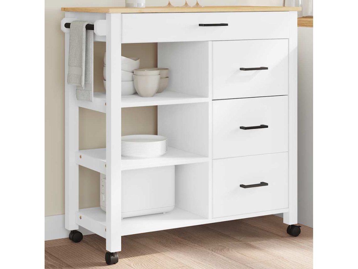 Vidaxl Carrinho De Cozinha Monza 84x40x88,5 Cm Madeira De Pinho Maciça