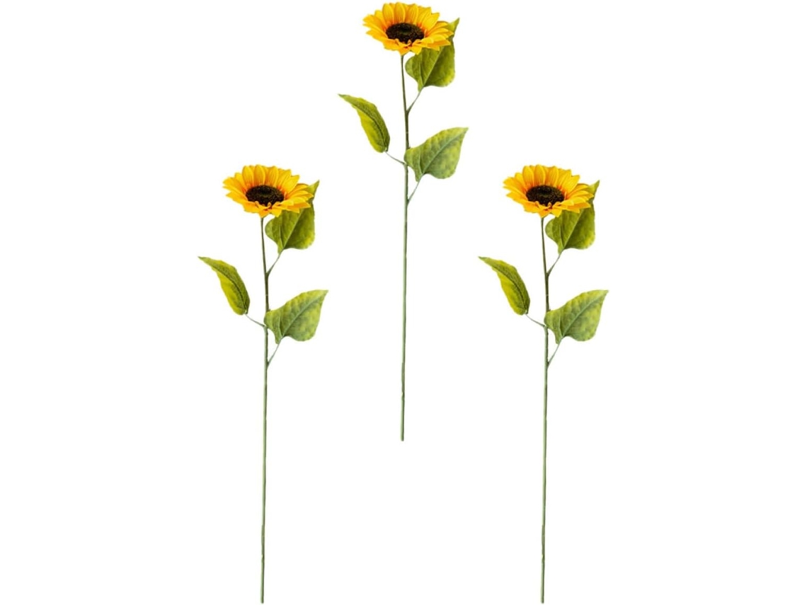 Girassóis Artificiais De Seda, 12,7 Cm (5 Polegadas), Conjunto Com 3 Unidades, Para Decoração.