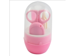 Lurelia Kit De Manicure Para Bebé 4 Peças, Em Aço Inoxidável, Ergonómico, Com Estojo, Seguro, Cor Rosa, Para Bebé E Criança