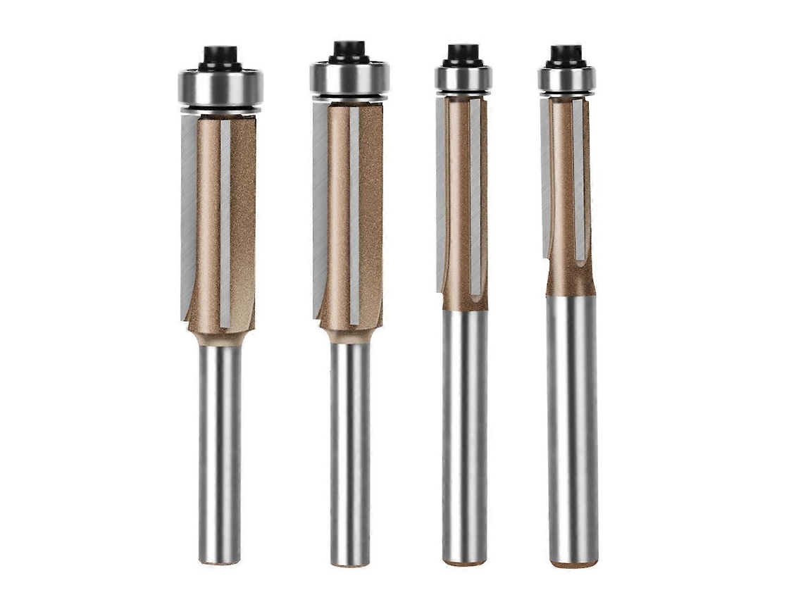4pcs Broca Router 6mm 3 Lâminas Duplo Mancal Flush Madeira