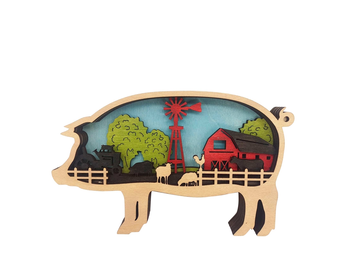 Decoração de Mesa Animal Rural Criativa em Madeira