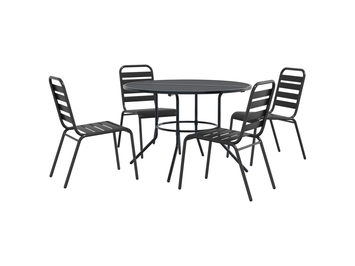 Maison Exclusive - Conj. Cadeiras Jardim Encastrar 5pcs Aço Revestido Pó Antracite