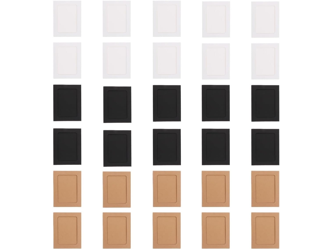 Conjunto 30 Molduras Papel Fotos Pendurar Parede 12 7 5 Polegadas Cores Branco Preto Kraft Natural Ideal GOKOCO