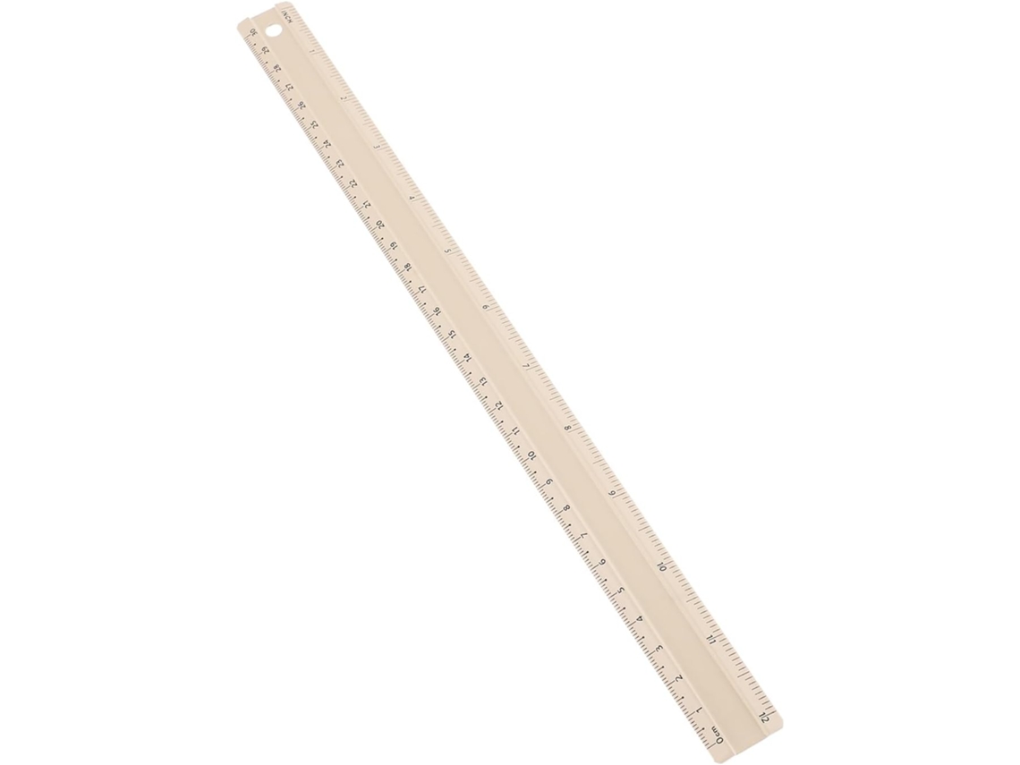 Régua De Liga Alumínio Bege 30 Cm, Metal Para Material Escolar Com