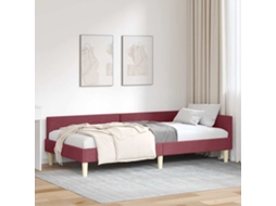 Vidaxl Estrutura de Cama de Canto Vinho Vermelho 90 X 190 Cm Tecido