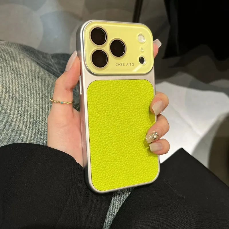 Capa Para Celular (azul Celeste 17pro) Com Textura De Couro Simples E Resistente A Impactos.