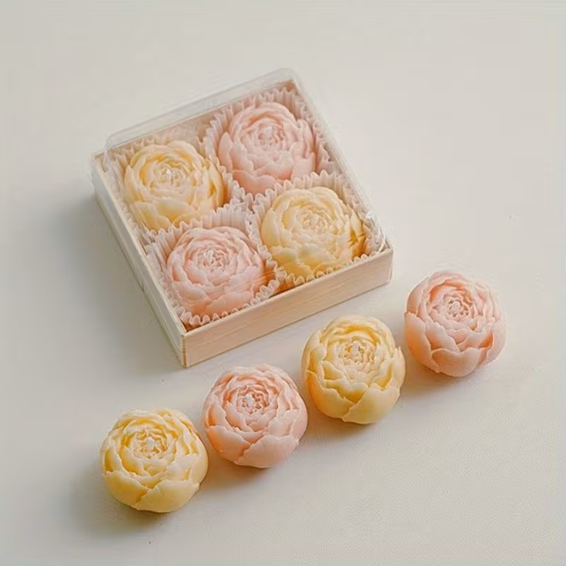 Vela Decorativa De Peônia Amarela Com Aroma De Camomila Para Um Ambiente Sereno E Um Presente Relaxante. Rosae