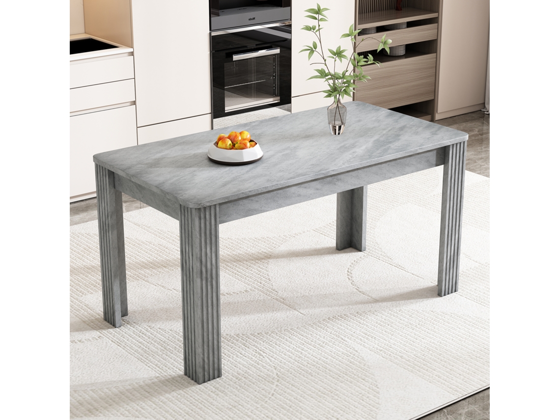 Mesa De Jantar Retangular Em Carvalho, Design Moderno E Robusto, Quatro Pés, Visual Concreto, Estilo Casual E Contemporâneo.