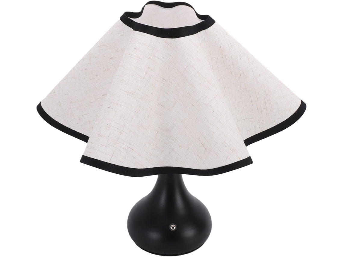 Abajur De Mesa Naroote Com Borda Ondulada E Cúpula Linho Plissado, Recarregável, Com Bateria Led De 2000mah E Cúpula