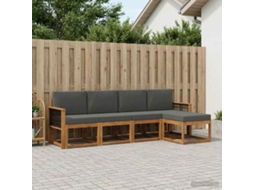 Vidaxl Conjunto De Sofás Para Exterior 5 Unid. Natural E Antracite