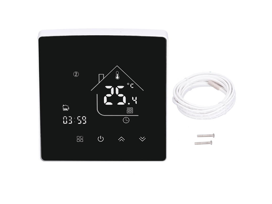 Laxiscreed Termostato Inteligente Com Controlo Remoto, App E Voz, Tela Touch Embutida, Design Tipo 86, Branco