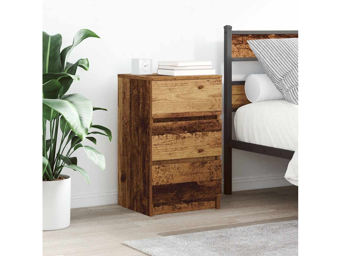 Vidaxl Mesa De Cabeceira Com 3 Gavetas 39x35x65 Cm Madeira Velha