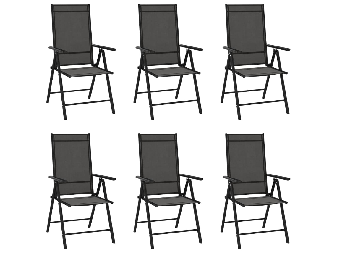 Vidaxl Cadeiras De Jardim Dobráveis 6 Pcs Textilene Preto
