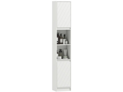 Coluna de banheiro com 2 portas e 2 compartimentos abertos, branco BTFORUS (30x24x170cm)