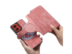 Capa Flip Para Moto X70 Air Pro/signature/edge70 Ultra - Com Design Magnético Destacável Rosa Panoona
