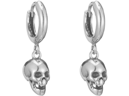 Brincos De Orelha Com Caveira Gótica Punk Prateados Pendentes Vintage Para Mulheres Homens Meninas