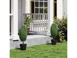 Conjunto De 2 Plantas Artificiais, Árvores Artificiais Resistentes Ao Uv Em Vasos, Plástico, Cimento, Verde-kd