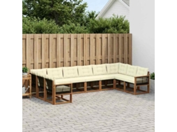 Vidaxl Conjunto De Sofás Para Exterior 10 Pcs Natural E Creme