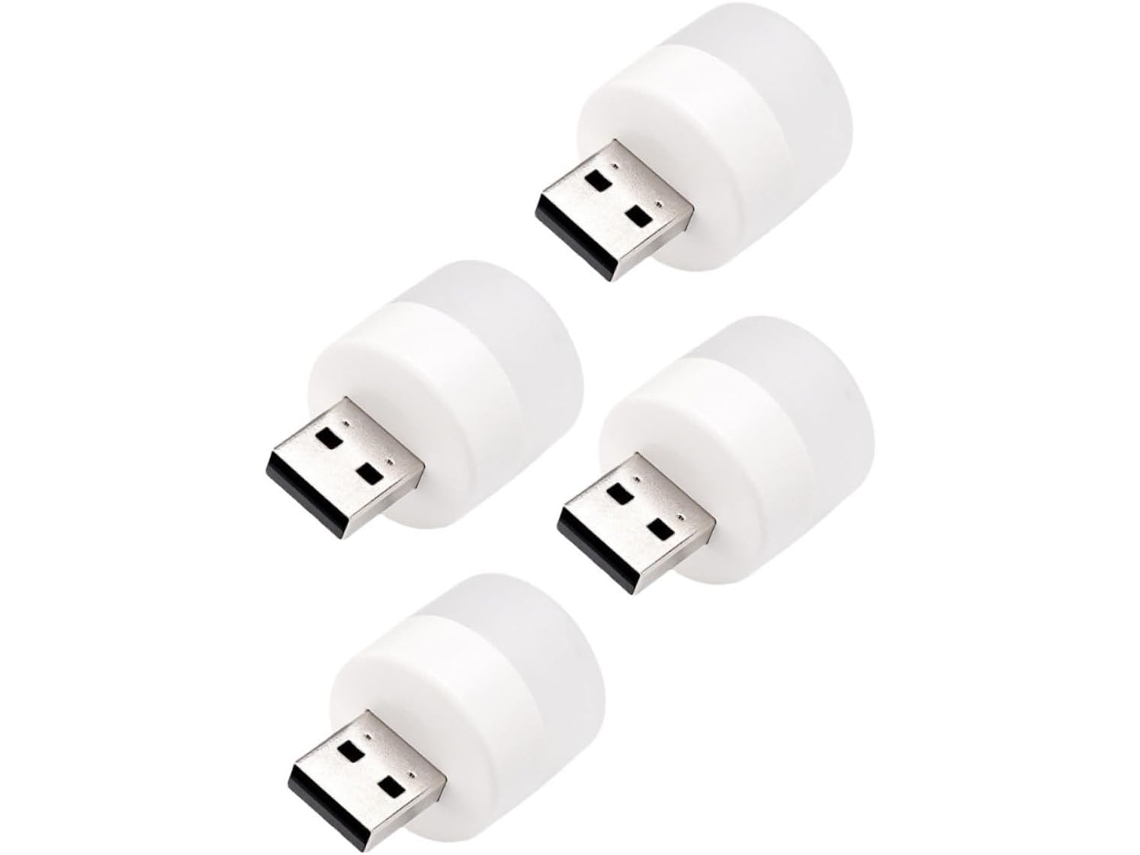 Hemobllo 1w 3000k Branco Pvc Usb Luz Noturna Led (pacote Com 4)
