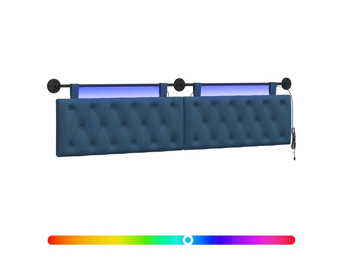 Conjunto 1 Cabeceira Suspensa Vidaxl Azul Tecido (210 X 55 X 7 Cm)