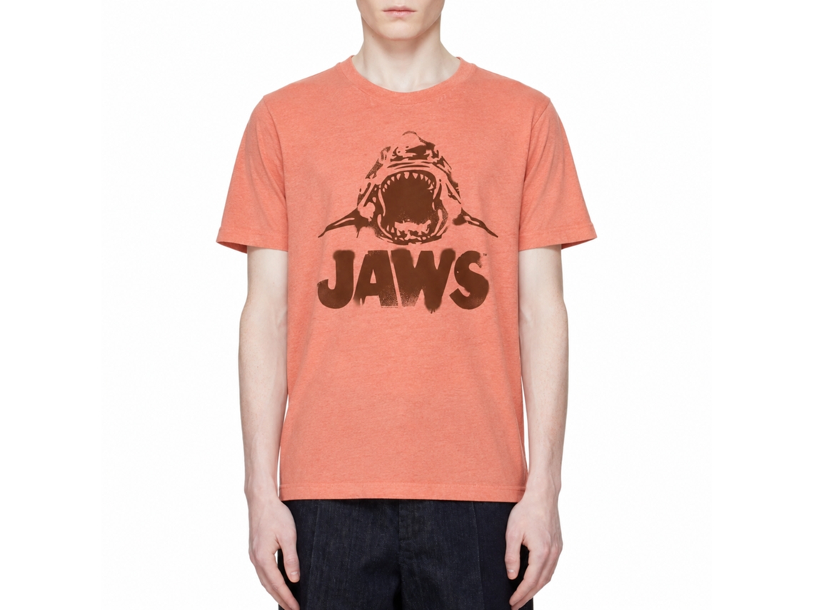 Rockinstone Jaws Movie Neon Jaws Heather Retro Coral Adult T-shirt Size:l