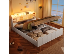 Cama infantil 90x200 cm com trundle e escrivaninha KOMHTOM