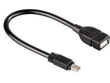 Cabo de Dados HAMA (Mini USB B - USB A - 15 cm - Preto)
