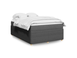 Vidaxl Cama Com Molas/colchão 140x190 Cm Tecido Cinzento-escuro