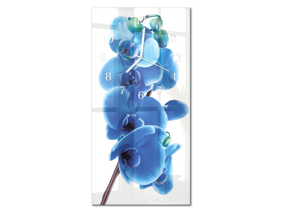 Relógio De Parede De Vidro Azul Espelharte (30x60 Cm)