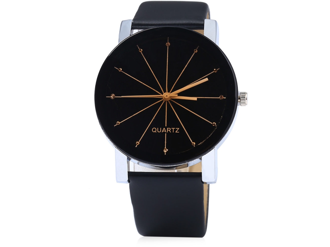 Reloj De Pareja Zhoulianfa Unisex De Cuarzo Con Correa Pu Negro Para Hombre