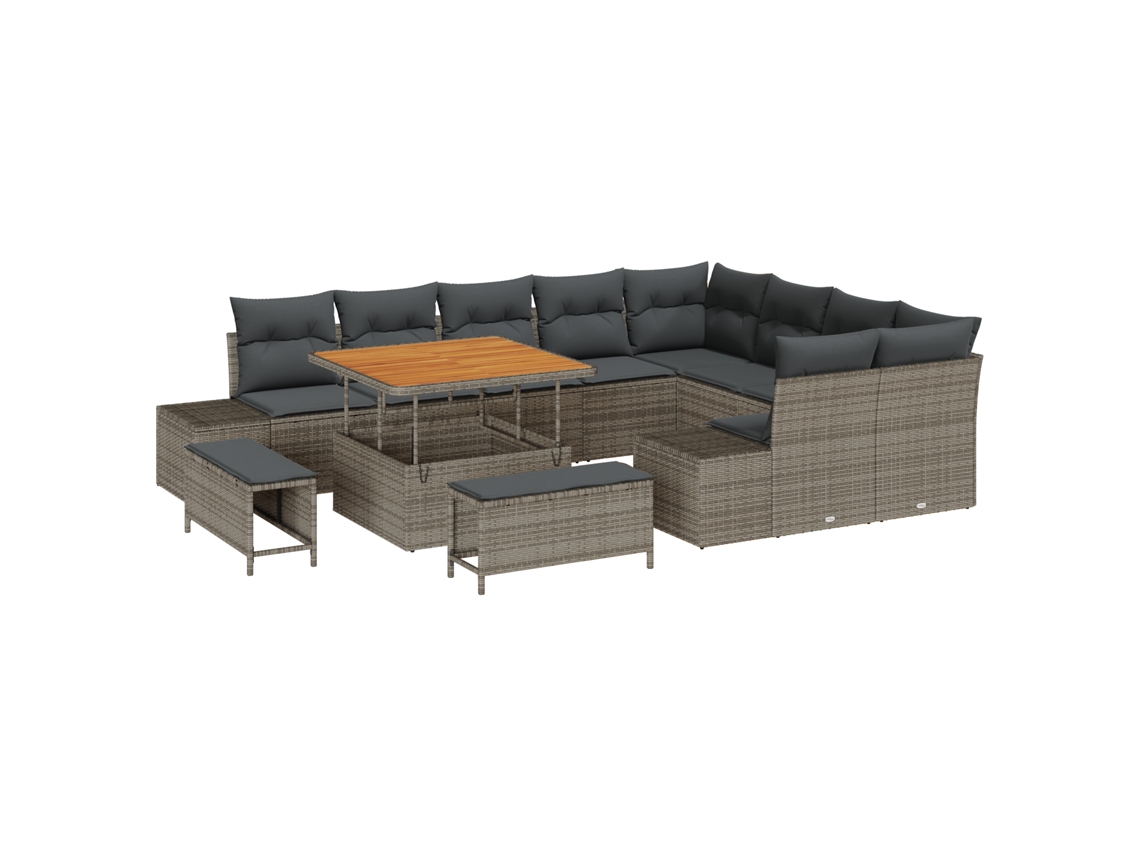 Conjunto 12 Sofá De Jardim Vidaxl Cinzento-claro Vime Pe (100 X 100 X 71 Cm)