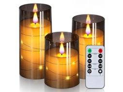 (3 Cinza) Velas De Led Sem Chama, Adequadas Para O Natal, Halloween, Casamentos E Para Criar Um Ambiente Especial.